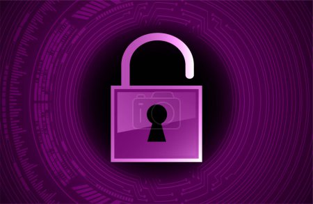 Illustration for Closed padlock on digital background, cyber security - Royalty Free Image