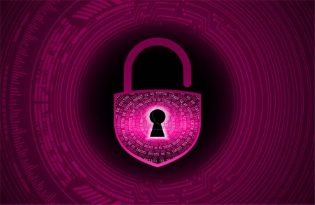 Illustration for Closed padlock on digital background, cyber security - Royalty Free Image