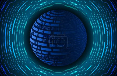 Téléchargez les photos : Fond technologique cercle bleu numérique, fond abstrait avec sphère futuriste, illustration vectorielle - en image libre de droit