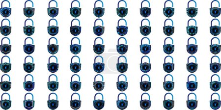 Illustration for Set of futuristic padlocks icons. security background - Royalty Free Image