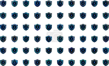 Illustration for Collection of futuristic shields on white background. Security concept - Royalty Free Image