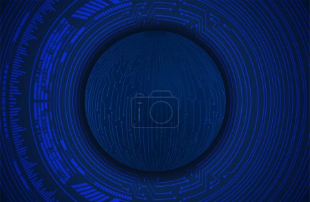 Ilustración de Tecnología de futuro de placa de circuito binario mundial, seguridad cibernética hud azul - Imagen libre de derechos
