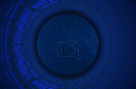 Ilustración de Tecnología de futuro de placa de circuito binario mundial, seguridad cibernética hud azul - Imagen libre de derechos