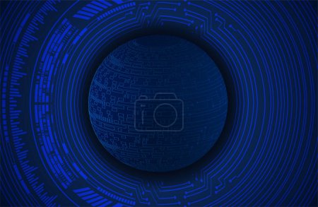 Illustration for Digital technology concept background, abstract background with futuristic sphere, blue background, vector illustration - Royalty Free Image