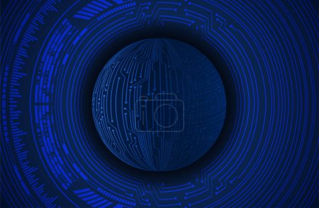 Téléchargez les illustrations : Cyber circuit technologie future concept arrière-plan, fond abstrait avec sphère futuriste, fond bleu, illustration vectorielle - en licence libre de droit