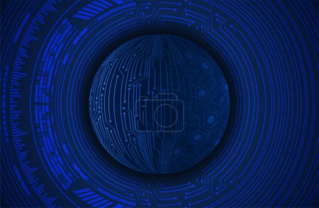 Illustration for Cyber circuit future technology concept background, abstract background with futuristic sphere, blue background, vector illustration - Royalty Free Image