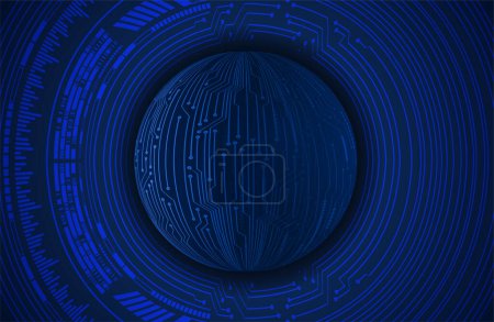 Téléchargez les illustrations : Cyber circuit technologie future concept arrière-plan, fond abstrait avec sphère futuriste, fond bleu, illustration vectorielle - en licence libre de droit