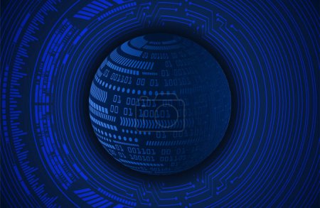 Ilustración de Cyber circuit future technology concept background, fondo abstracto con esfera futurista, fondo azul, ilustración vectorial - Imagen libre de derechos
