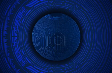 Ilustración de Cyber circuit future technology concept background, fondo abstracto con esfera futurista, fondo azul, ilustración vectorial - Imagen libre de derechos