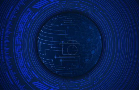 Illustration for Cyber circuit future technology concept background, abstract background with futuristic sphere, blue background, vector illustration - Royalty Free Image