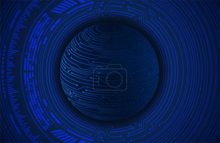 Ilustración de Fondo de tecnología digital círculo azul, fondo abstracto con esfera futurista, ilustración vectorial - Imagen libre de derechos