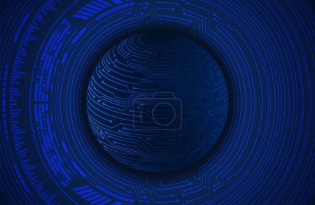 Ilustración de Fondo de tecnología digital círculo azul, fondo abstracto con esfera futurista, ilustración vectorial - Imagen libre de derechos