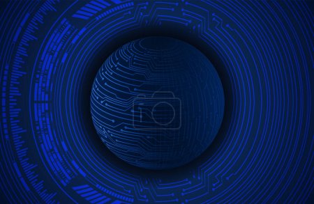 Téléchargez les illustrations : Fond technologique cercle bleu numérique, fond abstrait avec sphère futuriste, illustration vectorielle - en licence libre de droit