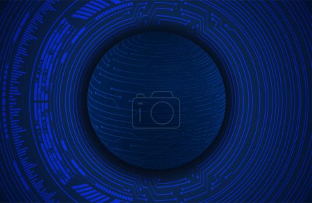 Téléchargez les illustrations : Fond technologique cercle bleu numérique, fond abstrait avec sphère futuriste, illustration vectorielle - en licence libre de droit