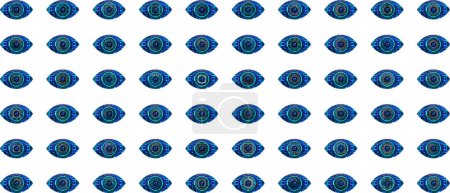 Téléchargez les illustrations : Illustration vectorielle d'ensemble de technologie futuriste de détection des yeux - en licence libre de droit