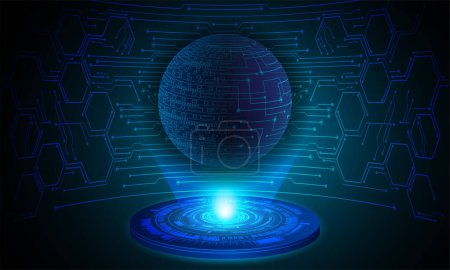 Téléchargez les illustrations : Monde bleu cyber circuit technologie future concept arrière-plan - en licence libre de droit