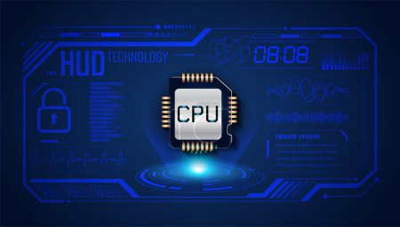 Illustration for Futuristic blue background with cpu symbol - Royalty Free Image