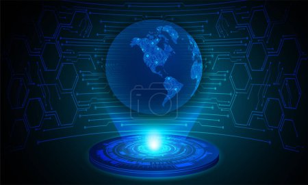 Illustration for Blue world cyber circuit future technology concept background - Royalty Free Image