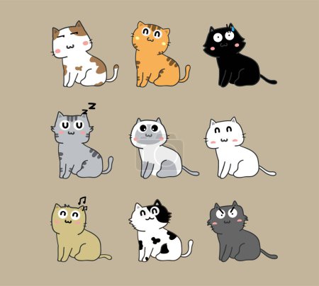 Téléchargez les illustrations : Illustration vectorielle de chats ensemble. - en licence libre de droit