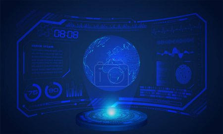 Illustration for Futuristic user interface with hologram and globe on the screen - Royalty Free Image