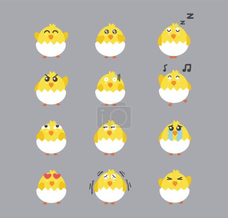 Illustration for Set of chicken in eggshells - Royalty Free Image