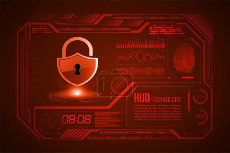 Ilustración de Hud sistema de seguridad cibernética concepto de fondo. interfaz con candado - Imagen libre de derechos