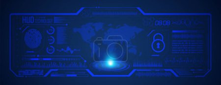 Illustration for Hud technology concept. vector illustration. hud interface with world map - Royalty Free Image