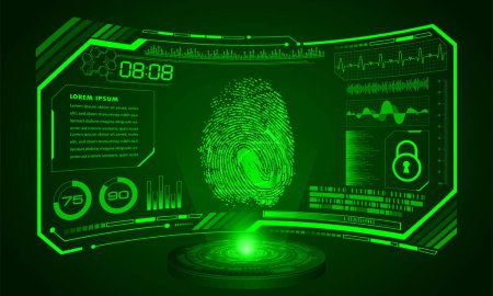 Illustration for Fingerprint with glowing lines, vector illustration - Royalty Free Image