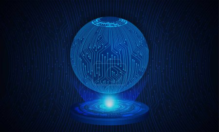 Ilustración de Mundo azul cyber circuito futuro tecnología concepto de fondo - Imagen libre de derechos