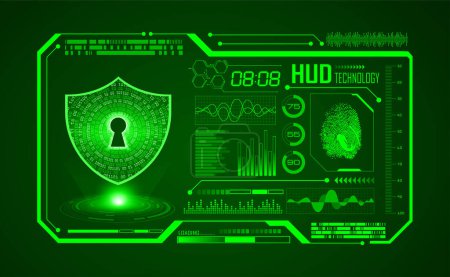 Ilustración de Concepto de seguridad cibernética con un escudo - Imagen libre de derechos