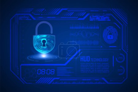 Illustration for Lock with cyber security technology concept background - Royalty Free Image