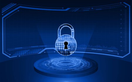Illustration for Cyber protection concept background. padlock and digital lock. vector illustration - Royalty Free Image