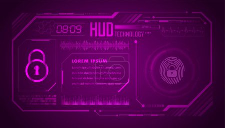 Illustration for HUD world circuit board future technology, blue hud cyber security concept background - Royalty Free Image