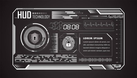 Ilustración de Tecnología futura de la placa de circuito HUD, fondo azul del concepto de seguridad cibernética del hud - Imagen libre de derechos