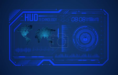 Illustration for HUD circuit board future technology, blue hud cyber security concept background - Royalty Free Image