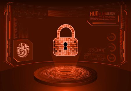 Illustration for Cyber security concept background, lock, protection and speed internet design - Royalty Free Image