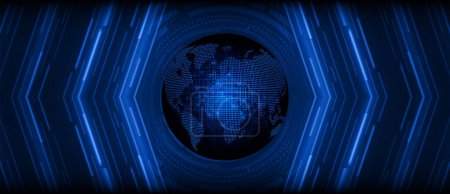 Téléchargez les illustrations : Sphère sur fond bleu, Digital cyber technologie concept background - en licence libre de droit