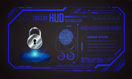 Illustration for Cyber security concept, hud interface. vector illustration - Royalty Free Image