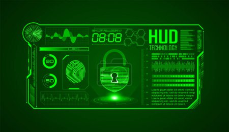 Illustration for Cyber security concept. futuristic hud user interface. vector illustration. - Royalty Free Image