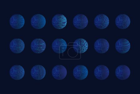 Illustration for Set of technology abstract spheres. vector illustration. - Royalty Free Image