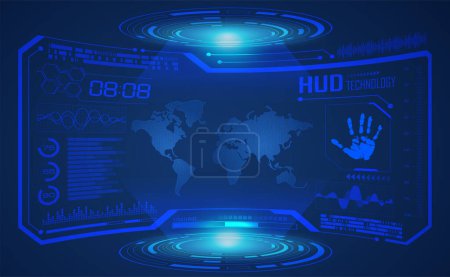 Illustration for Futuristic hud interface with hud interface, user interface. technology concept with virtual screen of digital touch. - Royalty Free Image