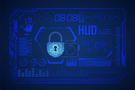 Illustration for Abstract futuristic background. digital interface with padlock. hud technology. vector illustration - Royalty Free Image