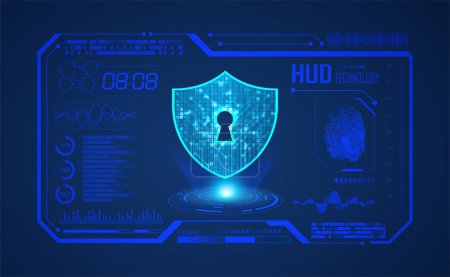 Illustration for Cyber security concept background with padlock and digital technology icon design. - Royalty Free Image