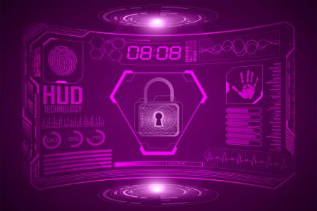 Illustration for Cyber security interface. futuristic technology. vector illustration - Royalty Free Image