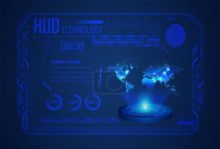 Illustration for Futuristic hud hud with virtual reality hologram and user interface - Royalty Free Image