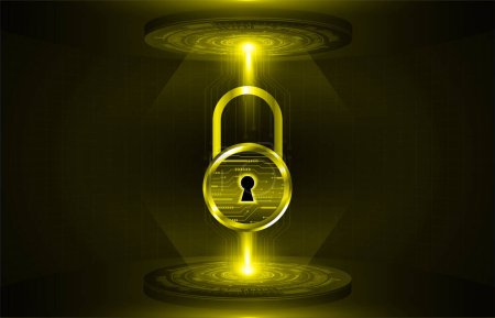 Illustration for Cyber security concept with lock icon, vector illustration - Royalty Free Image