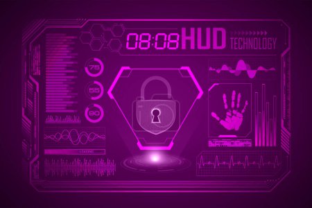 Illustration for Cyber security interface. technology concept. vector illustration - Royalty Free Image