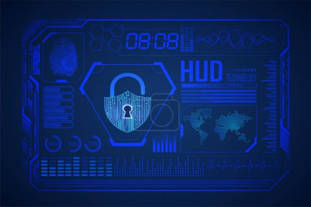 Illustration for Abstract futuristic background. digital interface with padlock. hud technology. vector illustration - Royalty Free Image