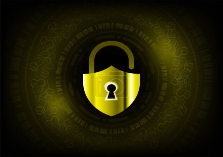 Illustration for Cyber security concept. padlock on  technology background. - Royalty Free Image