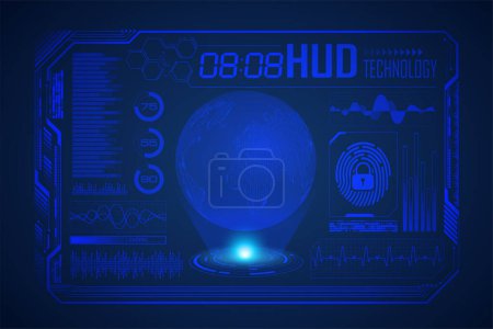 Ilustración de Concepto de seguridad cibernética. hud hud interfaz, hud, tecnología, realidad virtual. ilustración vectorial. hud interfaz de usuario. - Imagen libre de derechos